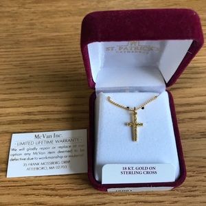 18KT gold on sterling cross necklace